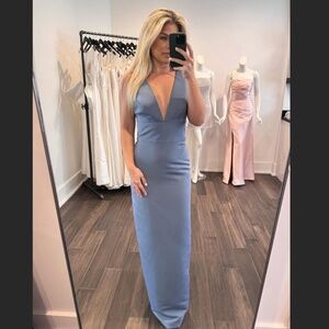 NTW Amsale Bellamy Deep V Faille Gown in Dusk s. 10